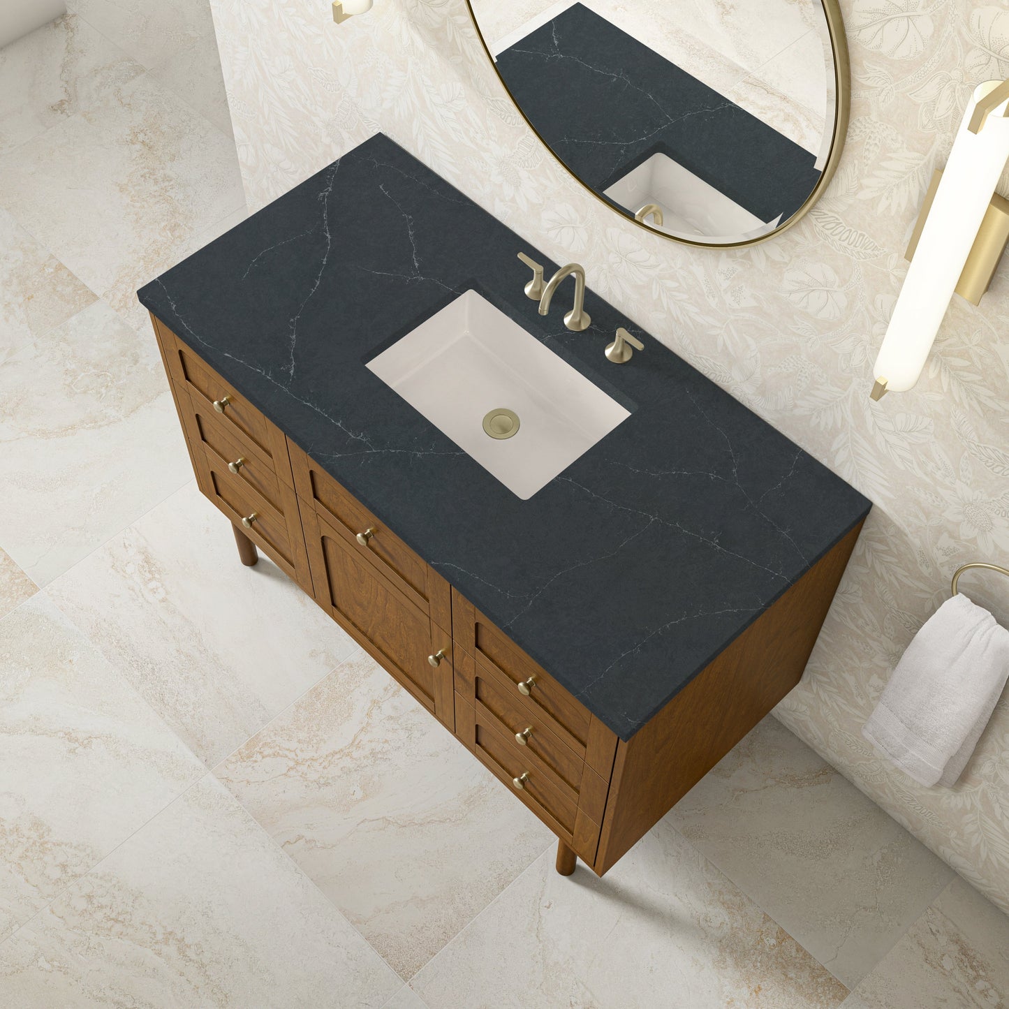 
                  
                    Laurent 48" Single Vanity in Honey Oak Single Bathroom Vanity James Martin Vanities Charcoal Soapstone Silestone 
                  
                