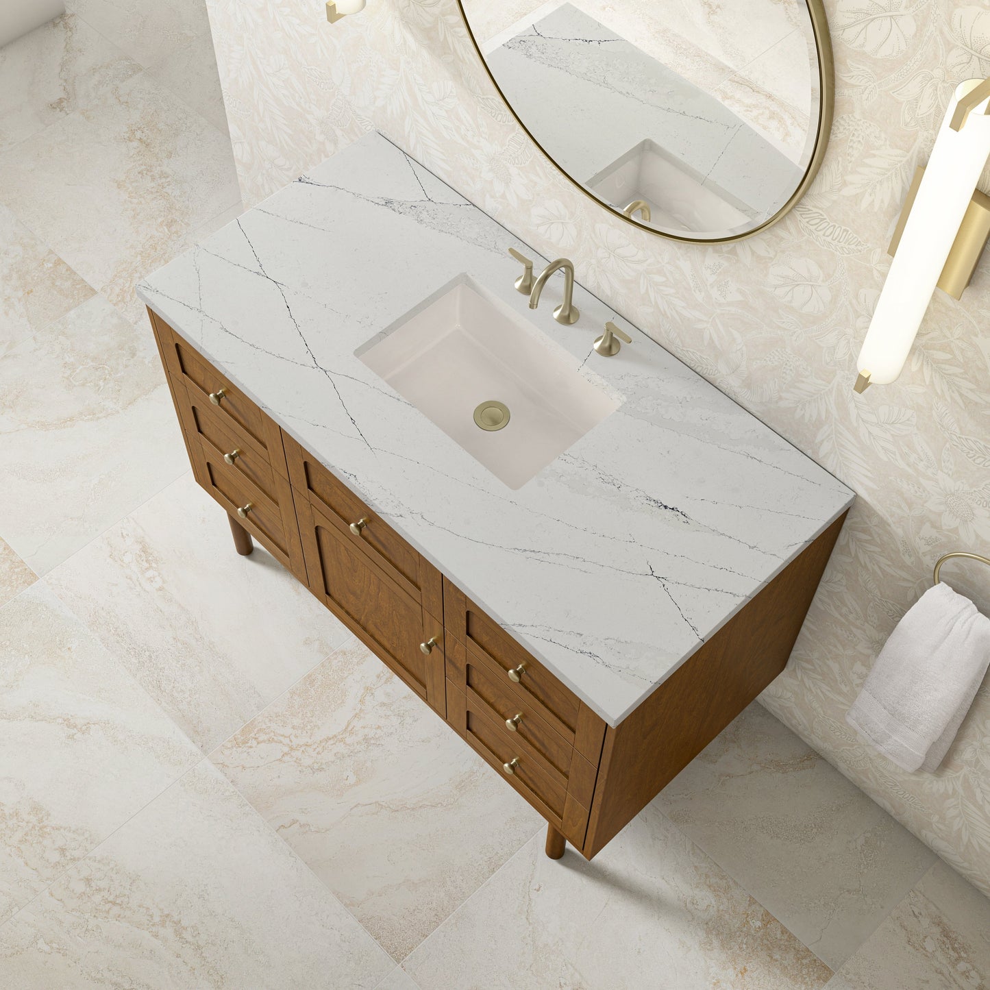 
                  
                    Laurent 48" Single Vanity in Honey Oak Single Bathroom Vanity James Martin Vanities Ethereal Noctis Silestone 
                  
                