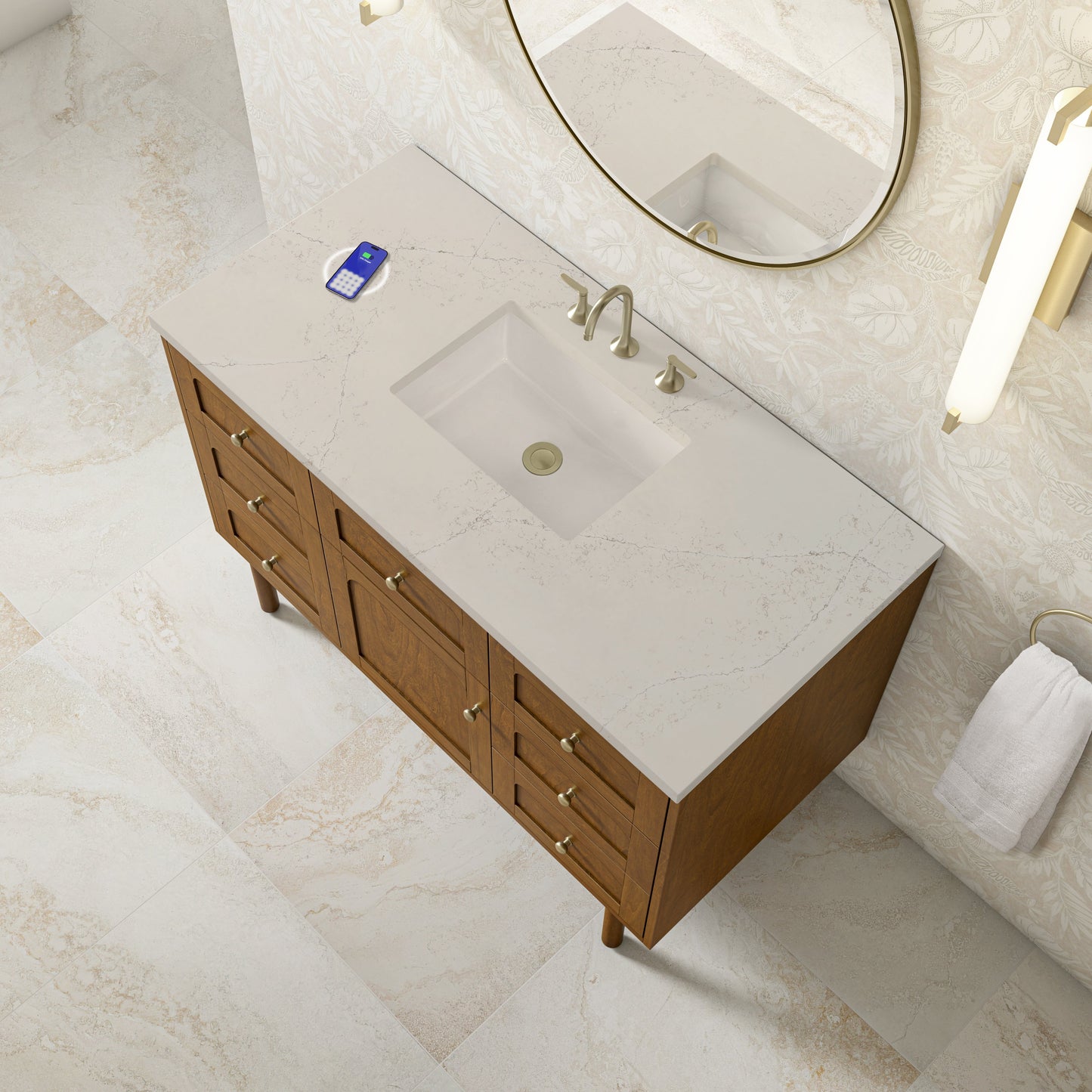
                  
                    Laurent 48" Single Vanity in Honey Oak Single Bathroom Vanity James Martin Vanities FreePower-Enabled Siberian Silestone 
                  
                