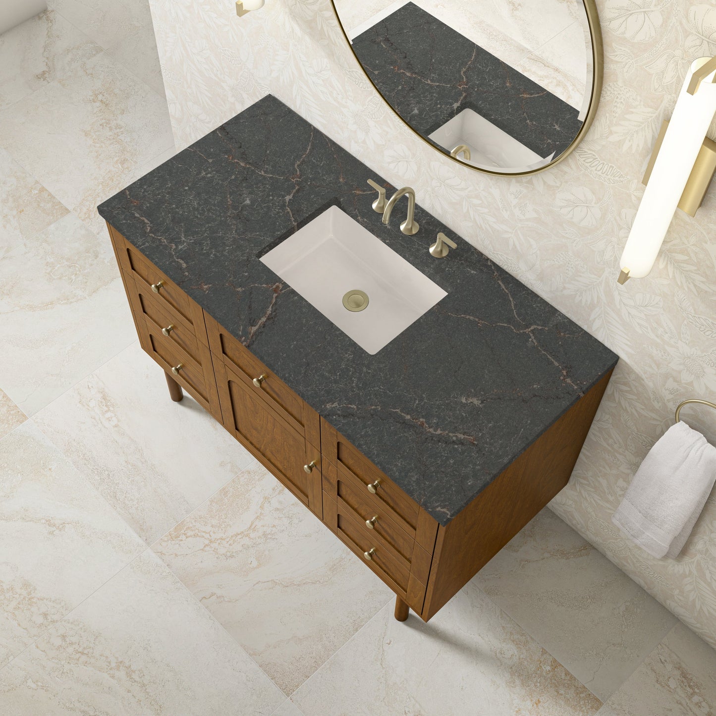 
                  
                    Laurent 48" Single Vanity in Honey Oak Single Bathroom Vanity James Martin Vanities Parisien Bleu Silestone 
                  
                