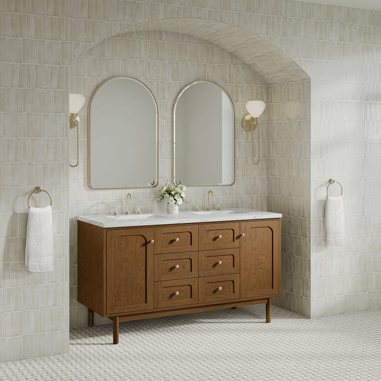 
                  
                    Laurent 60" Double Vanity in Honey Oak Double Bathroom Vanity James Martin Vanities 
                  
                