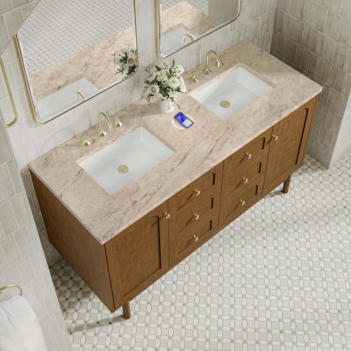 
                  
                    Laurent 60" Double Vanity in Honey Oak Double Bathroom Vanity James Martin Vanities FreePower-Enabled Tajnar Eclos 
                  
                