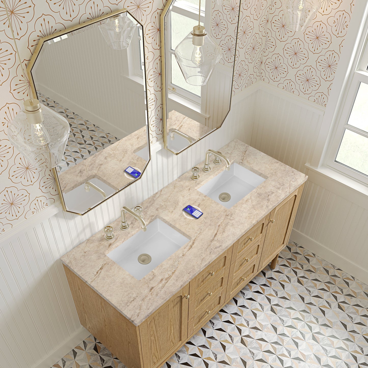 
                  
                    Laurent 60" Double Vanity in Light Natural Oak Double Bathroom Vanity James Martin Vanities FreePower-Enabled Tajnar Eclos 
                  
                