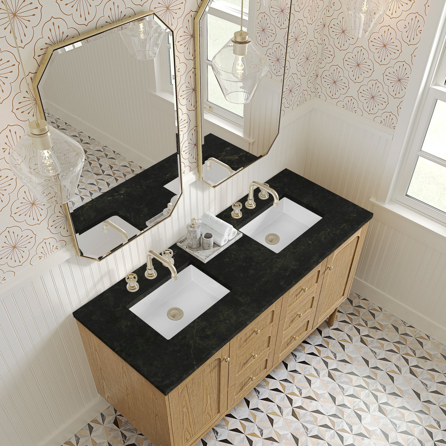 
                  
                    Laurent 60" Double Vanity in Light Natural Oak Double Bathroom Vanity James Martin Vanities Phantome Eclos 
                  
                
