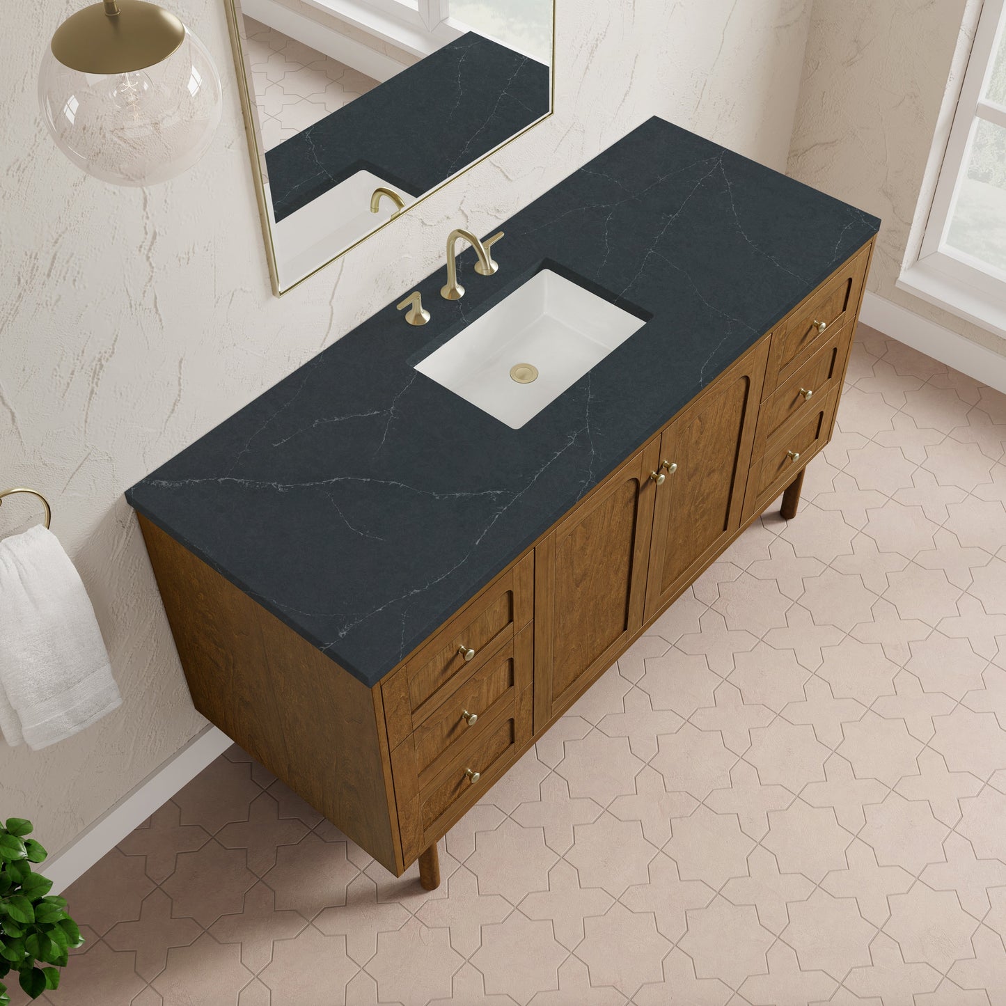 
                  
                    Laurent 60" Single Vanity in Honey Oak Single Bathroom Vanity James Martin Vanities Charcoal Soapstone Silestone 
                  
                