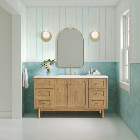 Laurent 60" Single Vanity in Light Natural Oak Single Bathroom Vanity James Martin Vanities 