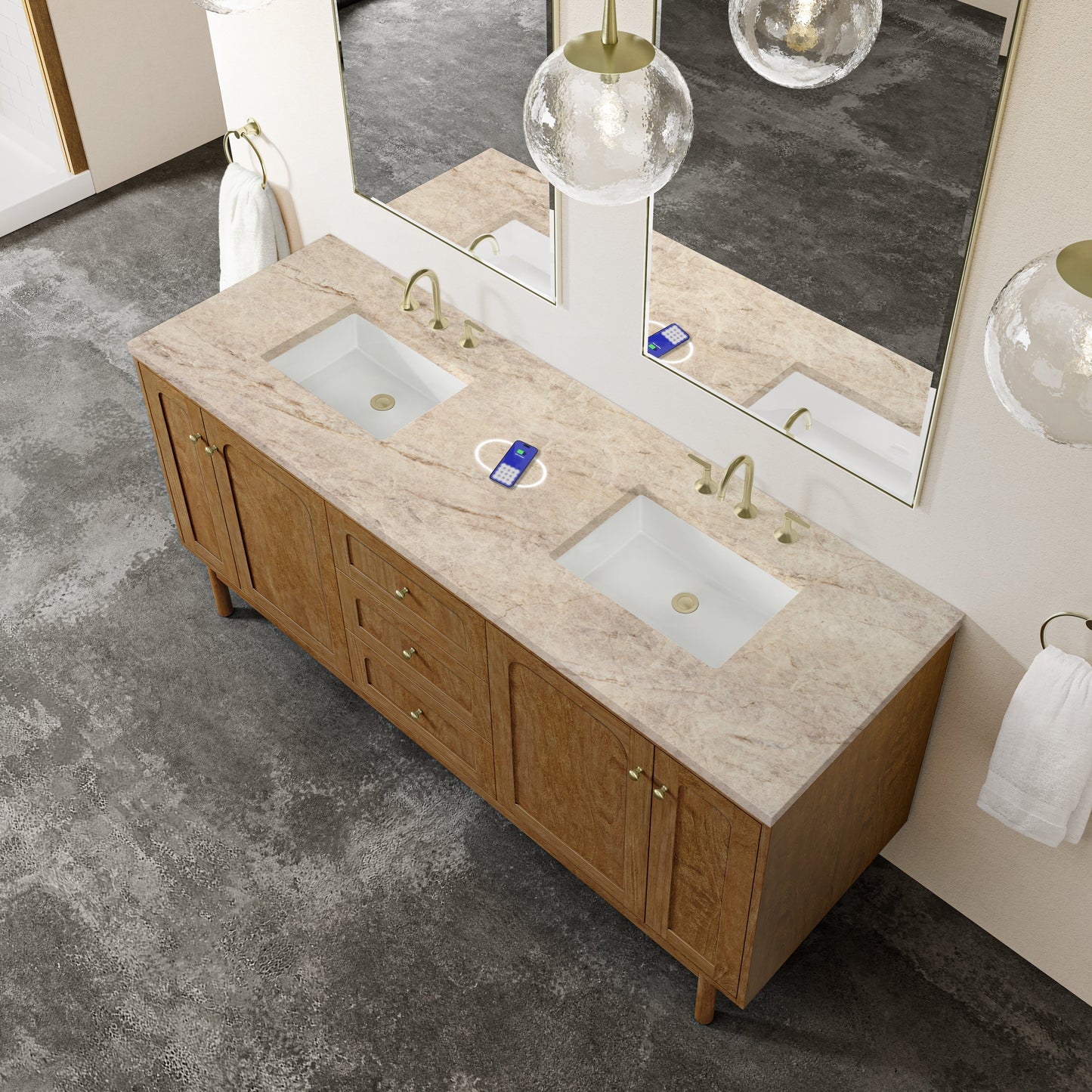 
                  
                    Laurent 72" Double Vanity in Honey Oak Double Bathroom Vanity James Martin Vanities FreePower-Enabled Tajnar Eclos 
                  
                