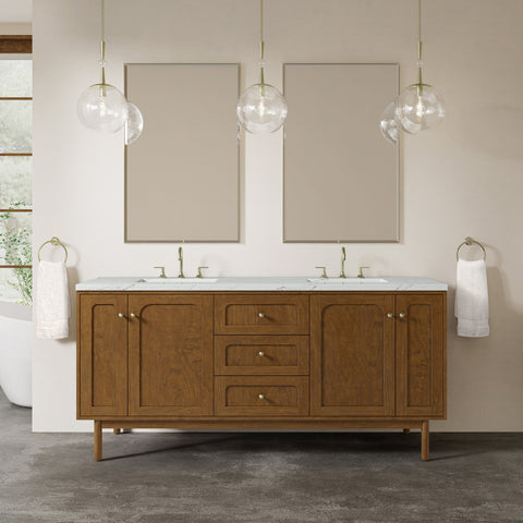Laurent 72" Double Vanity in Honey Oak Double Bathroom Vanity James Martin Vanities Select Your Top 