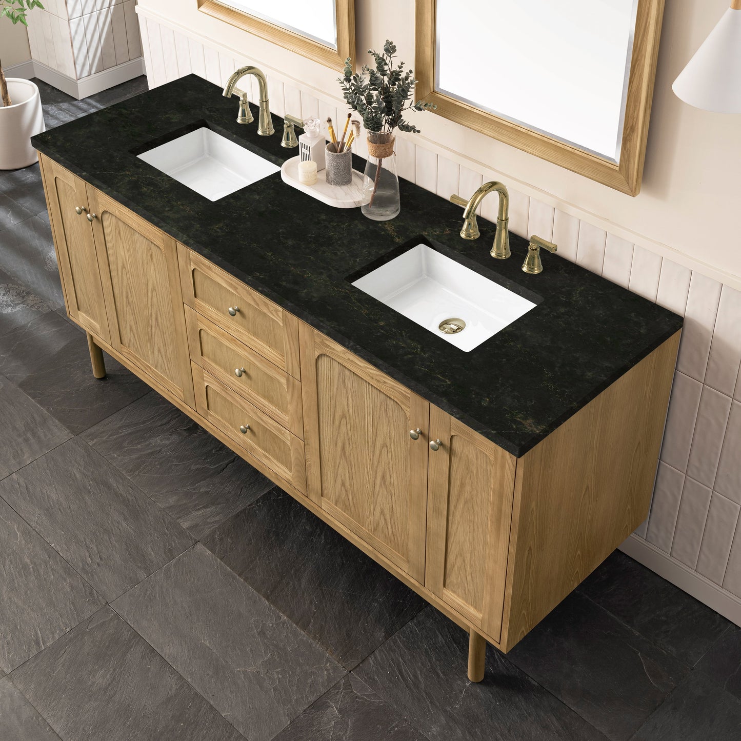 
                  
                    Laurent 72" Double Vanity in Light Natural Oak Double Bathroom Vanity James Martin Vanities Phantome Eclos 
                  
                