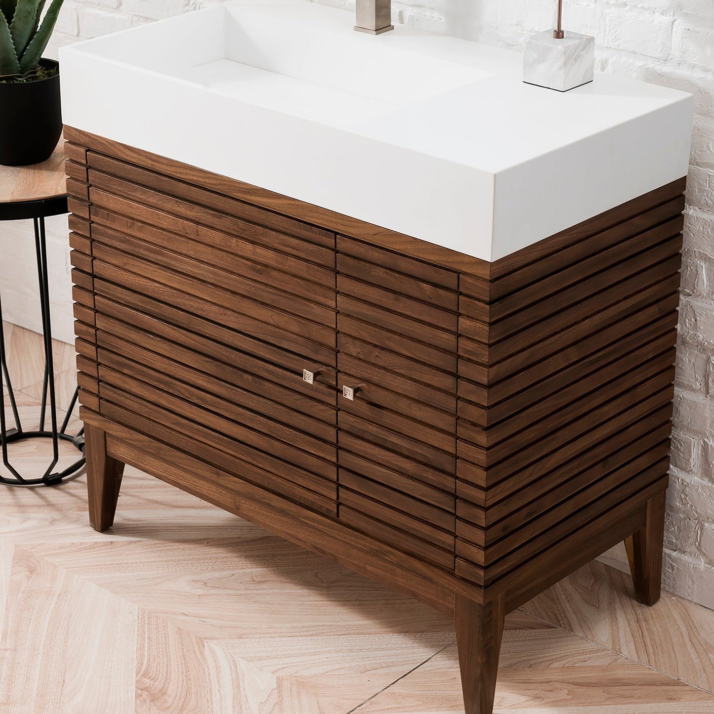 
                  
                    Linear 36" Single Bathroom Vanity in Mid-Century Modern Single Bathroom Vanity James Martin Vanities 
                  
                