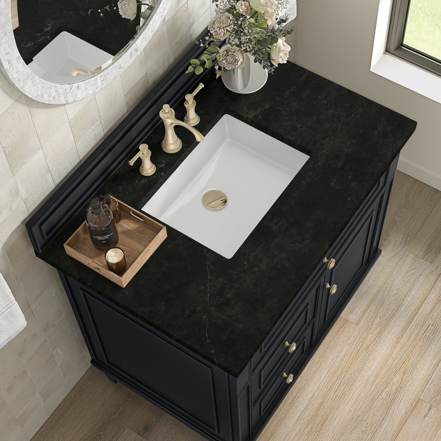 
                  
                    Lorelai 36" Single Vanity in Black Onyx James Martin Vanities Phantome Eclos 
                  
                