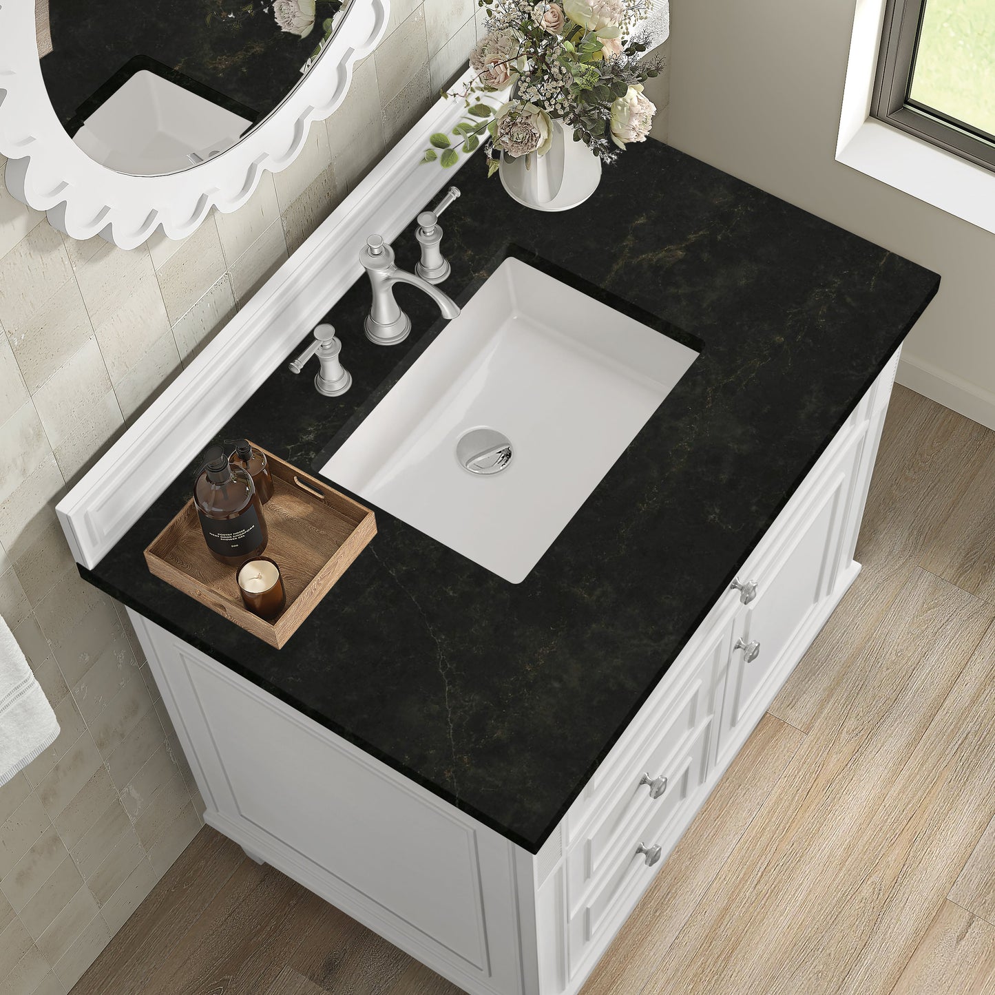 
                  
                    Lorelai 36" Single Vanity in Bright White James Martin Vanities Phantome Eclos 
                  
                