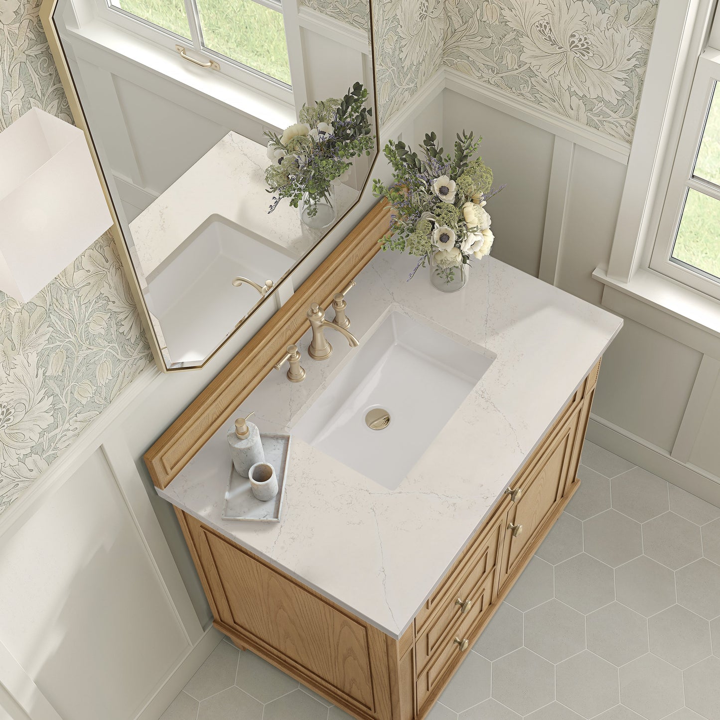 
                  
                    Lorelai 36" Single Vanity in Light Natural Oak James Martin Vanities Siberian Silestone 
                  
                