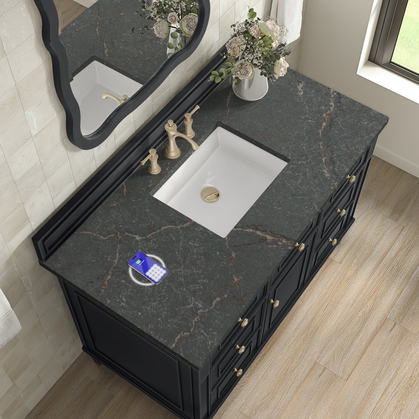
                  
                    Lorelai 48" Single Vanity in Black Onyx James Martin Vanities FreePower-Enabled Parisien Bleu Silestone 
                  
                