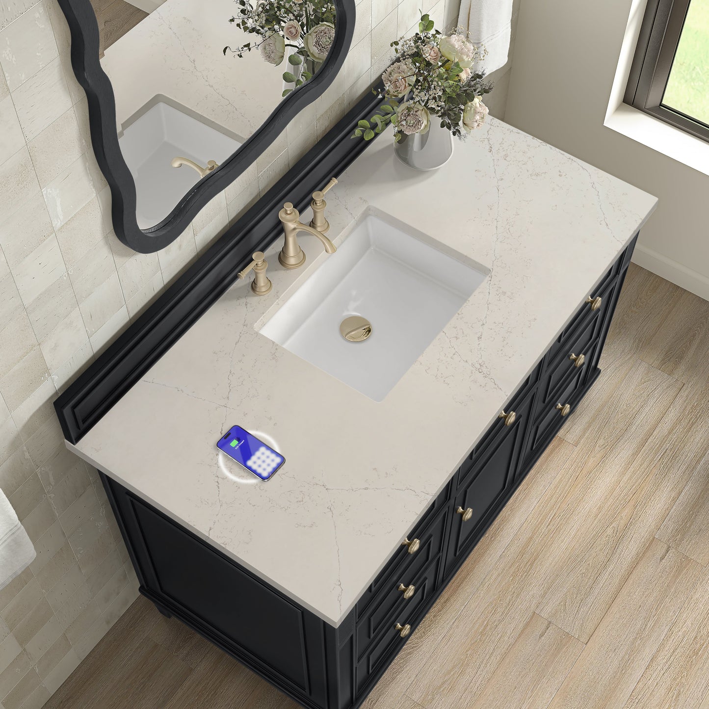 
                  
                    Lorelai 48" Single Vanity in Black Onyx James Martin Vanities FreePower-Enabled Siberian Silestone 
                  
                
