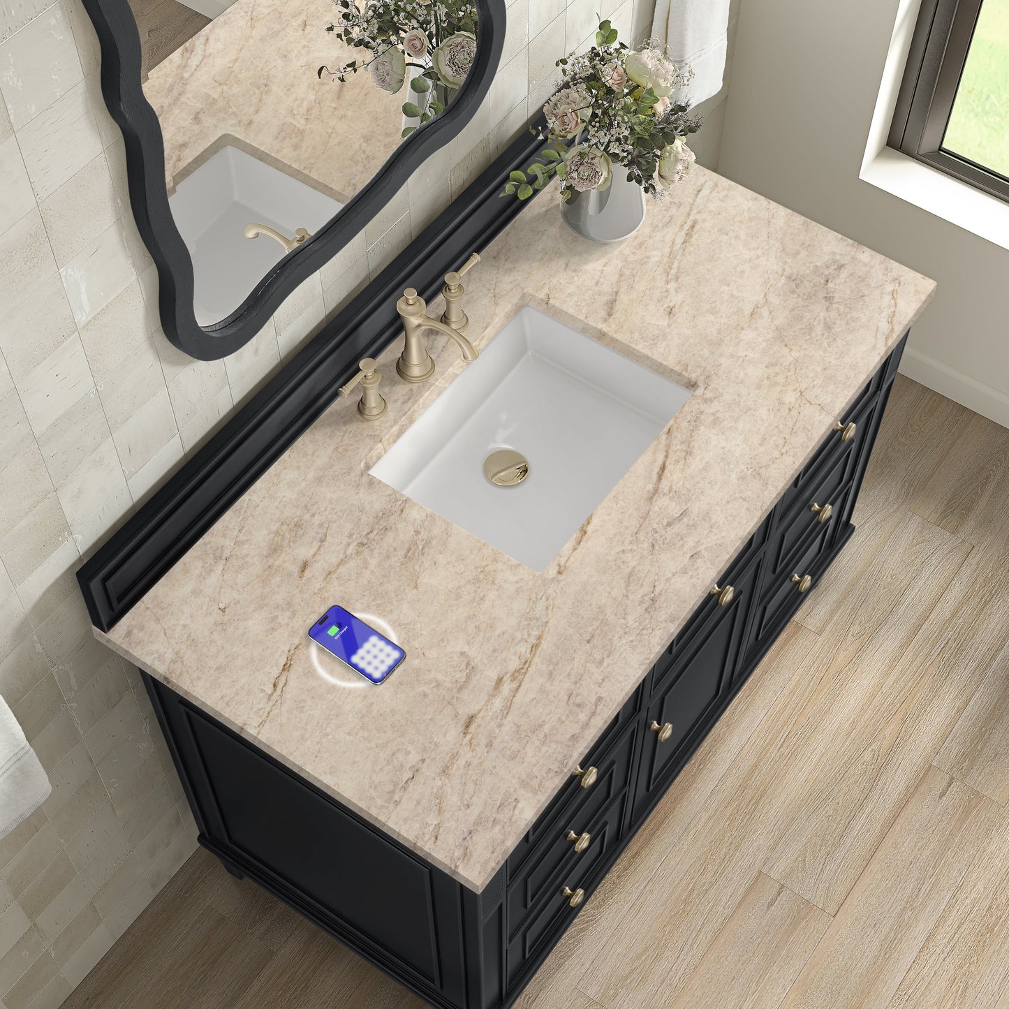 
                  
                    Lorelai 48" Single Vanity in Black Onyx James Martin Vanities FreePower-Enabled Tajnar Eclos 
                  
                