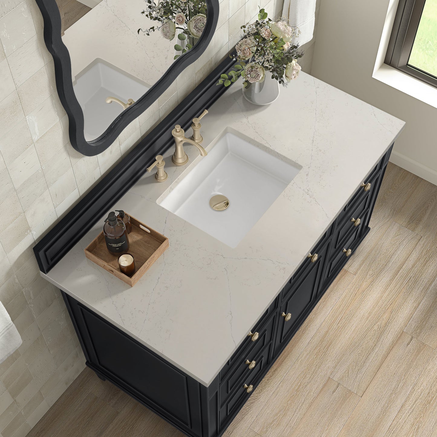 
                  
                    Lorelai 48" Single Vanity in Black Onyx James Martin Vanities Siberian Silestone 
                  
                