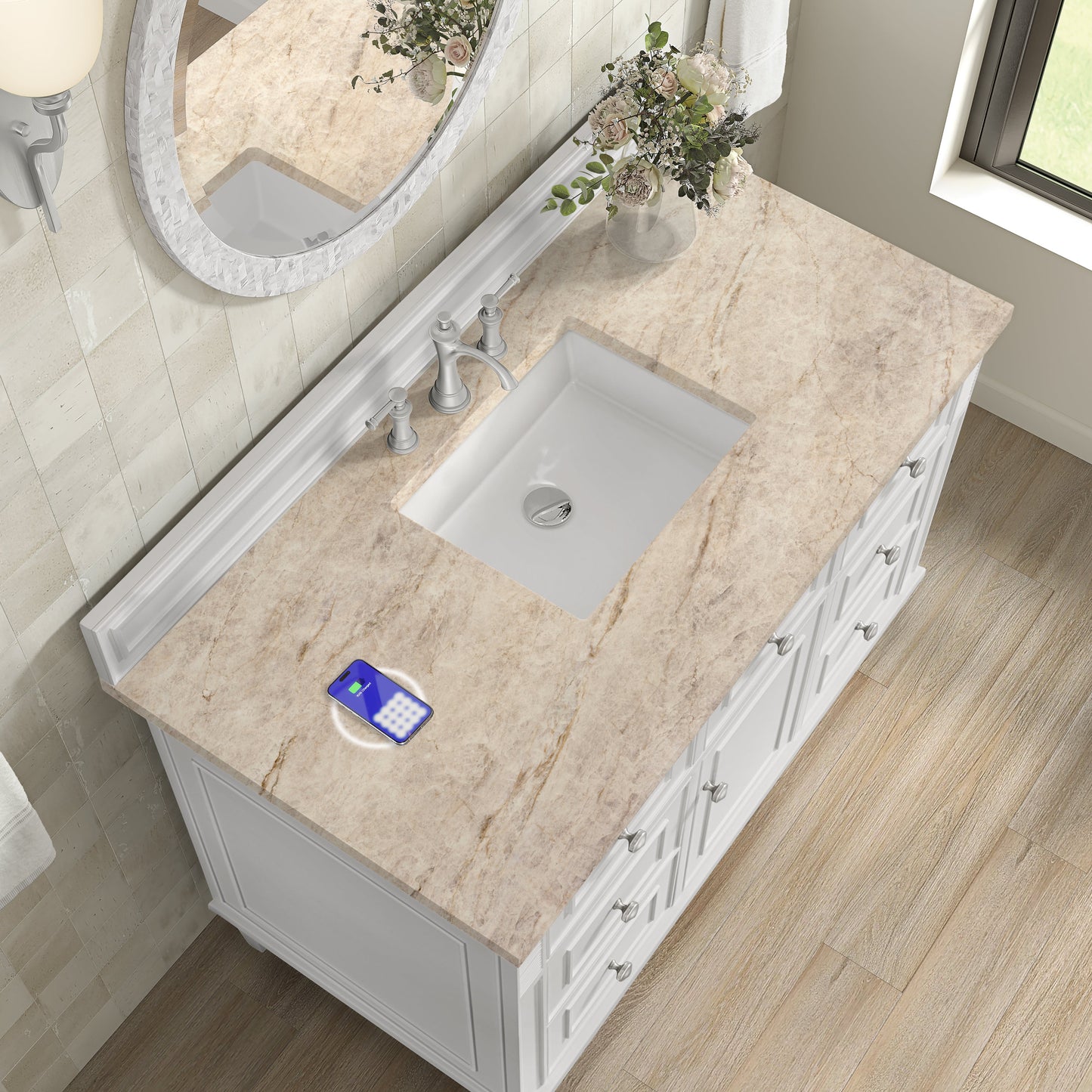 
                  
                    Lorelai 48" Single Vanity in Bright White James Martin Vanities FreePower-Enabled Tajnar Eclos 
                  
                