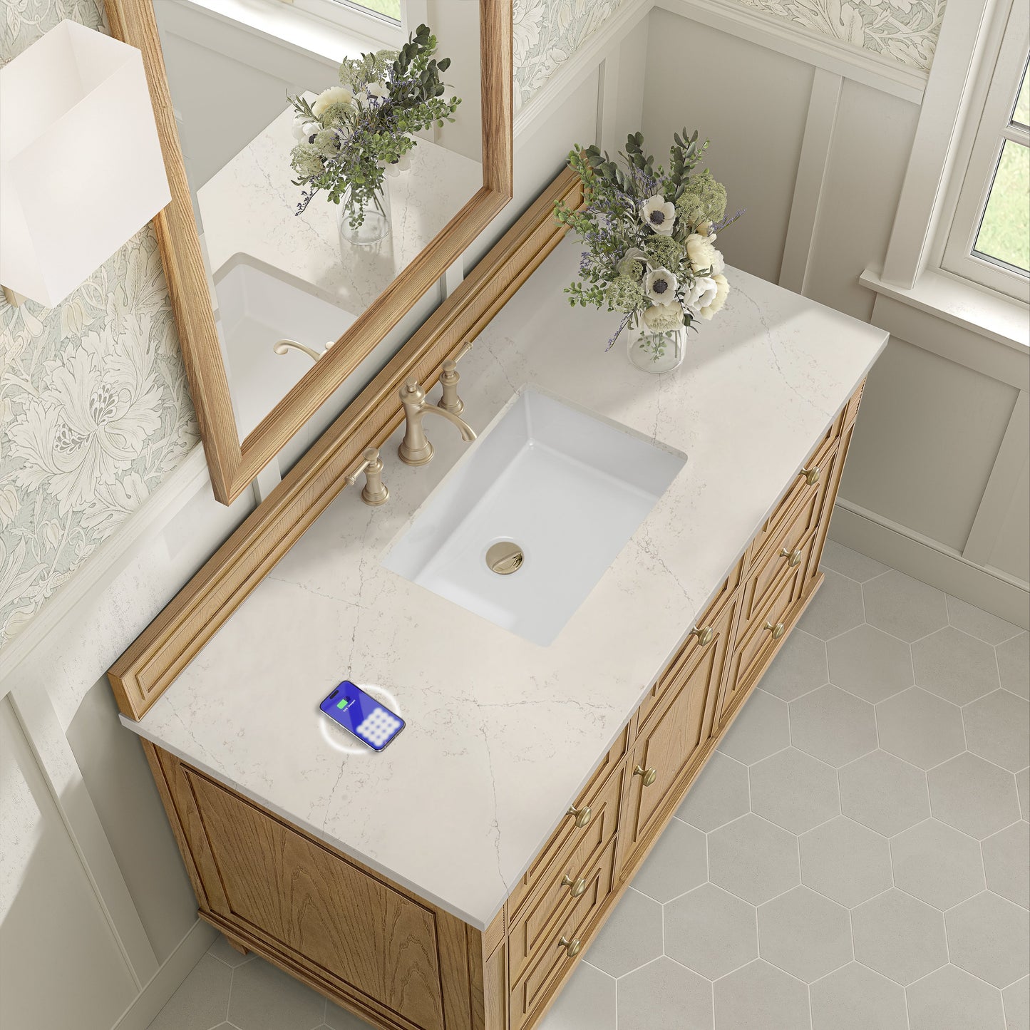 
                  
                    Lorelai 48" Single Vanity in Light Natural Oak James Martin Vanities FreePower-Enabled Siberian Sileston 
                  
                