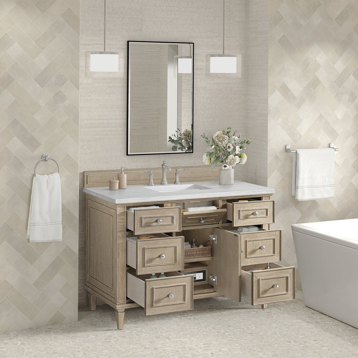 
                  
                    Lorelai 48" Single Vanity in Whitewashed Oak James Martin Vanities 
                  
                