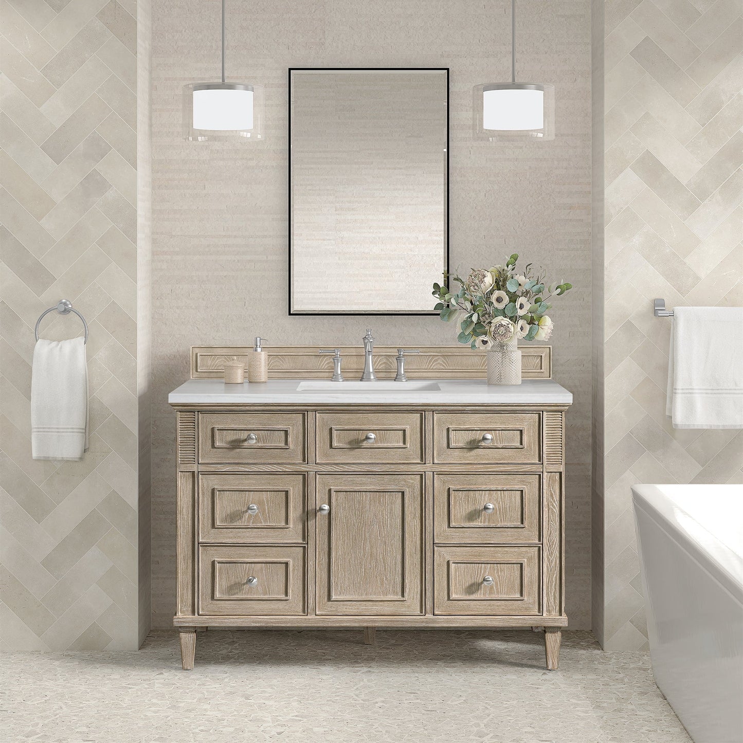 Lorelai 48" Single Vanity in Whitewashed Oak James Martin Vanities Select Your Top 