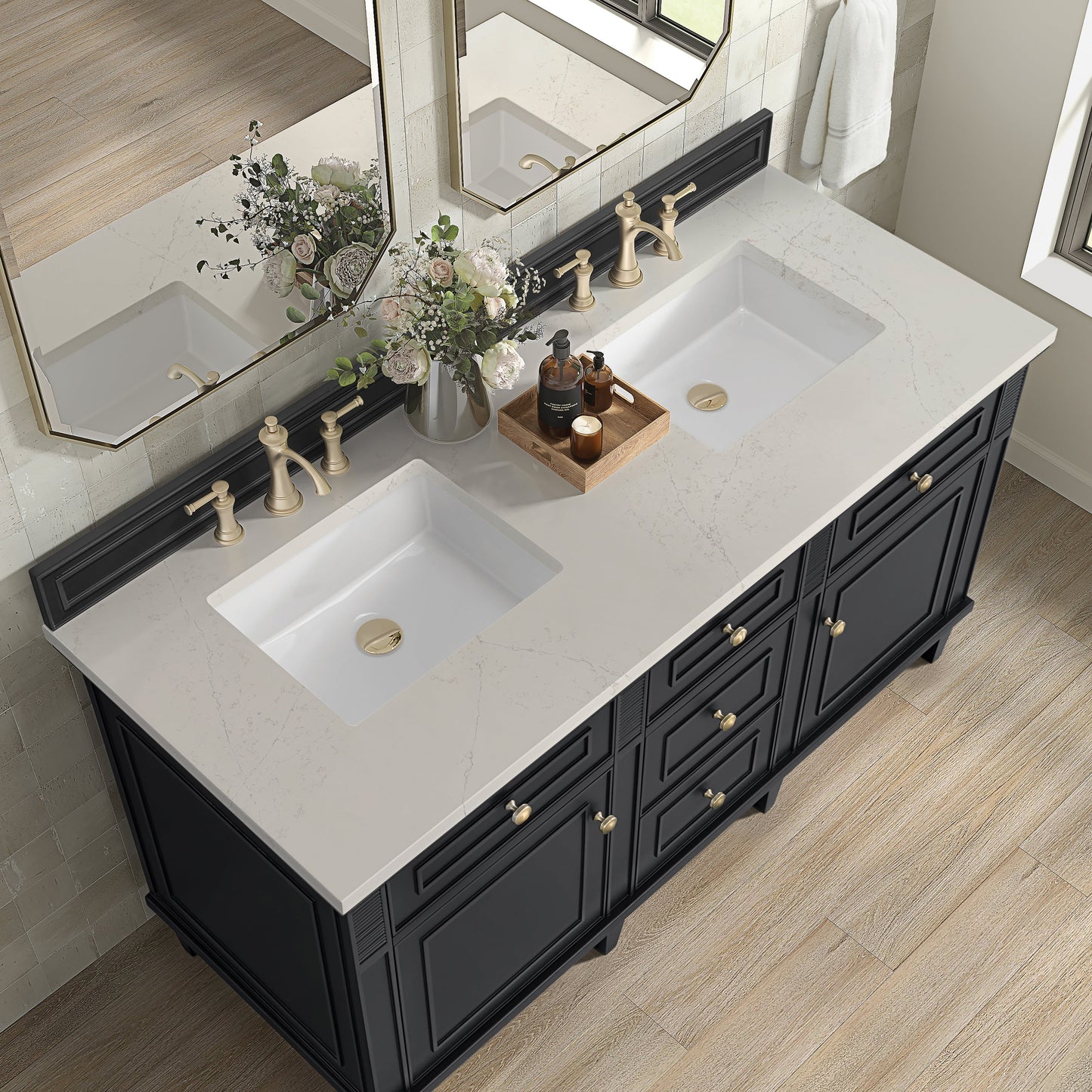
                  
                    Lorelai 60" Double Vanity in Black Onyx James Martin Vanities Siberian Silestone 
                  
                