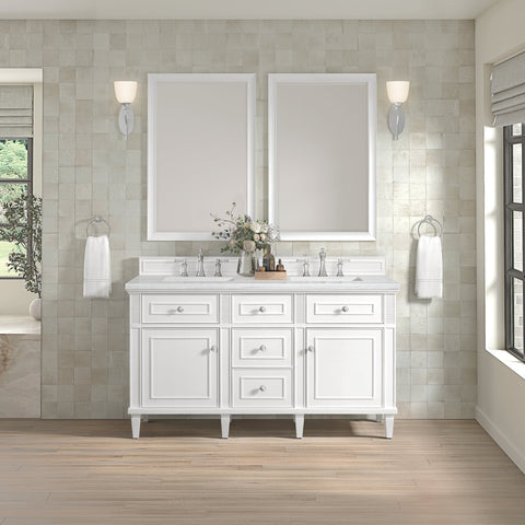 Lorelai 60" Double Vanity in Bright White James Martin Vanities Select Your Top 