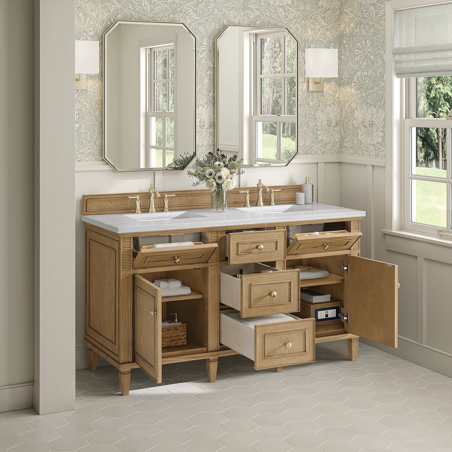 
                  
                    Lorelai 60" Double Vanity in Light Natural Oak James Martin Vanities 
                  
                