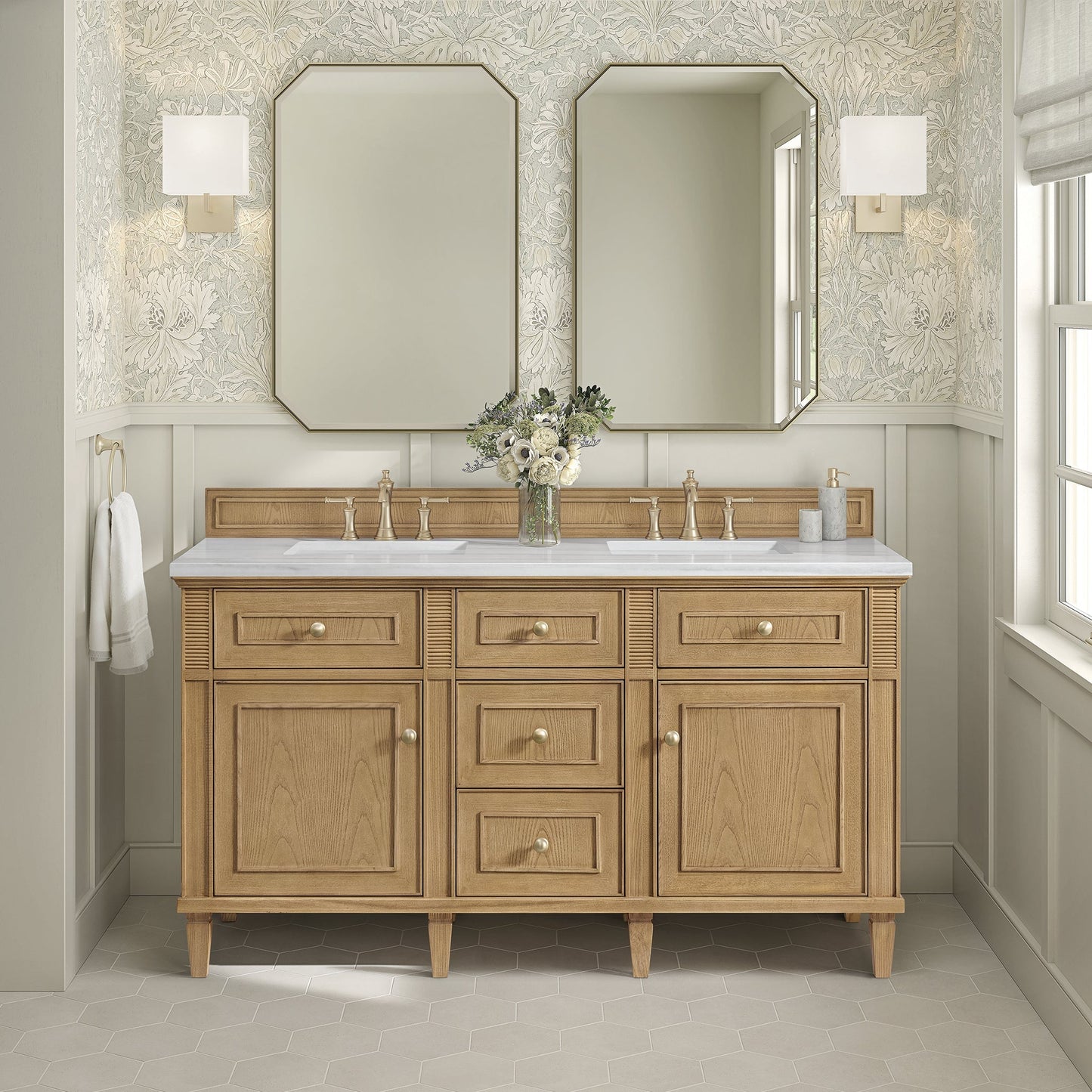 Lorelai 60" Double Vanity in Light Natural Oak James Martin Vanities Select Your Top 