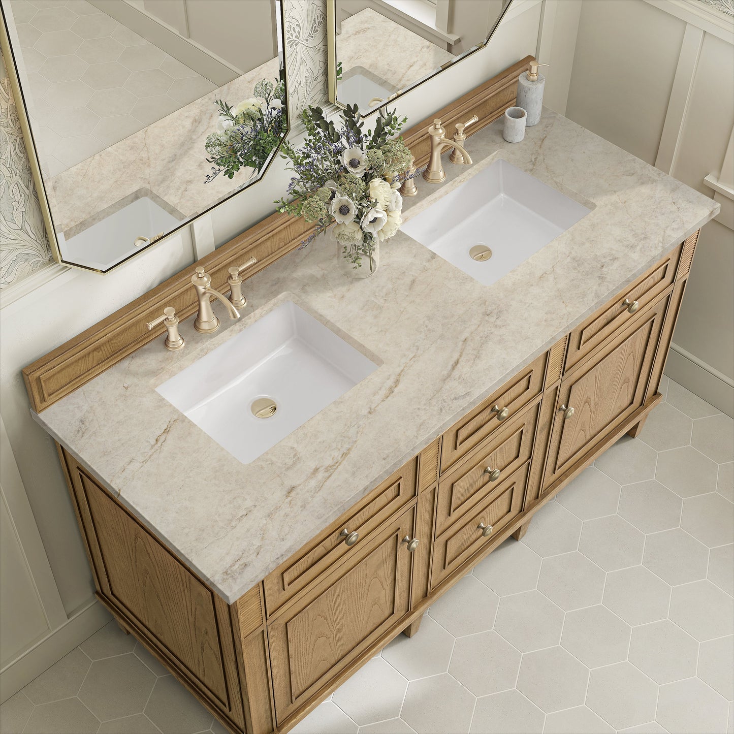 
                  
                    Lorelai 60" Double Vanity in Light Natural Oak James Martin Vanities Tajnar Eclos 
                  
                