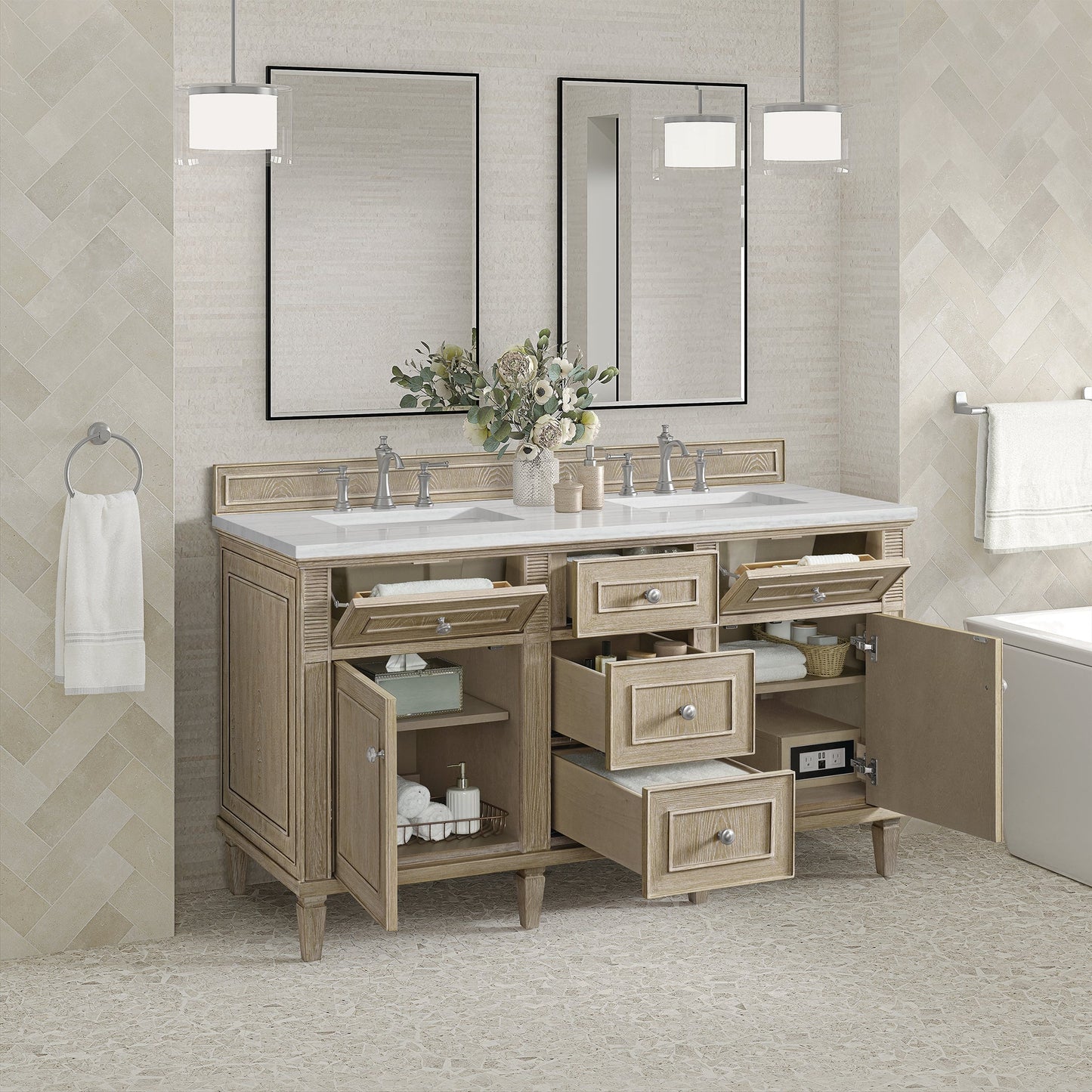 
                  
                    Lorelai 60" Double Vanity in Whitewashed Oak James Martin Vanities 
                  
                