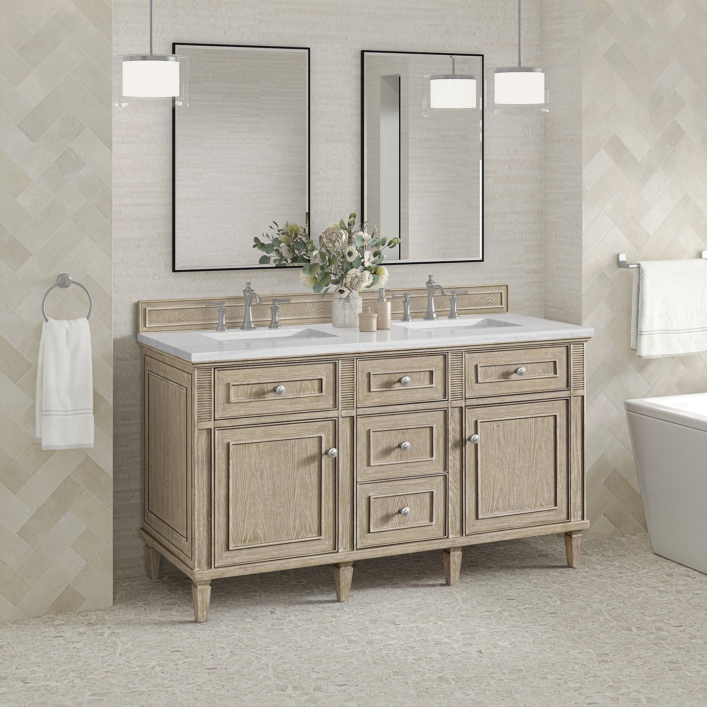 
                  
                    Lorelai 60" Double Vanity in Whitewashed Oak James Martin Vanities 
                  
                