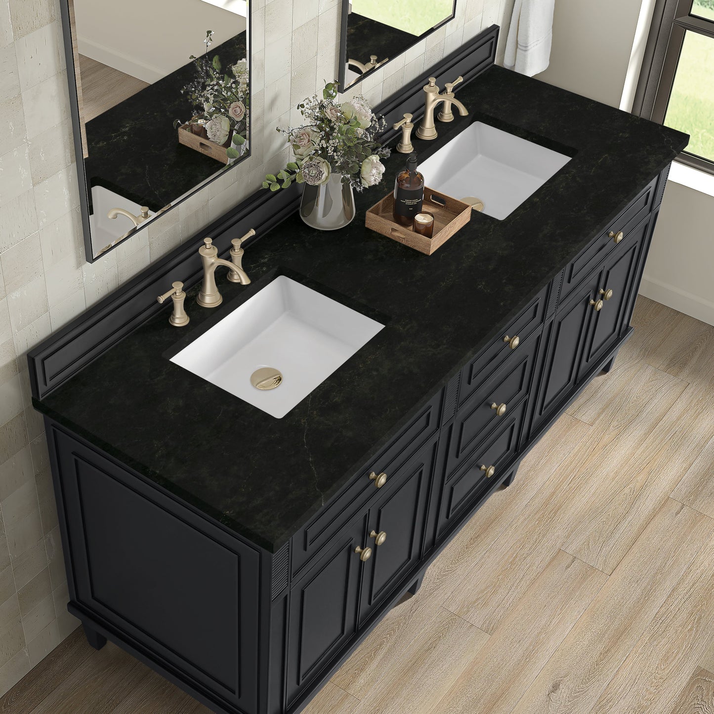 
                  
                    Lorelai 72" Double Vanity in Black Onyx James Martin Vanities Phantome Eclos 
                  
                