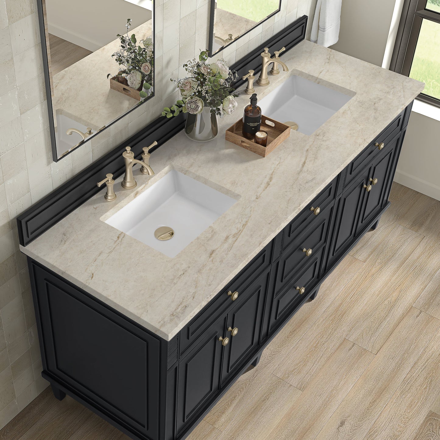 
                  
                    Lorelai 72" Double Vanity in Black Onyx James Martin Vanities Tajnar Eclos 
                  
                