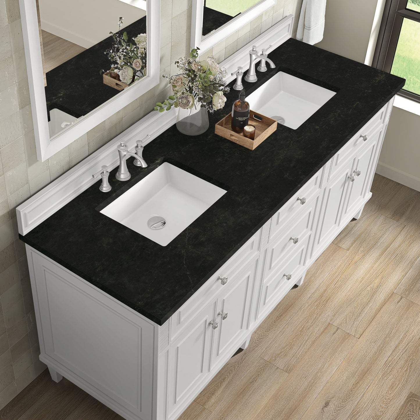 
                  
                    Lorelai 72" Double Vanity in Bright White James Martin Vanities Phantome Eclos 
                  
                