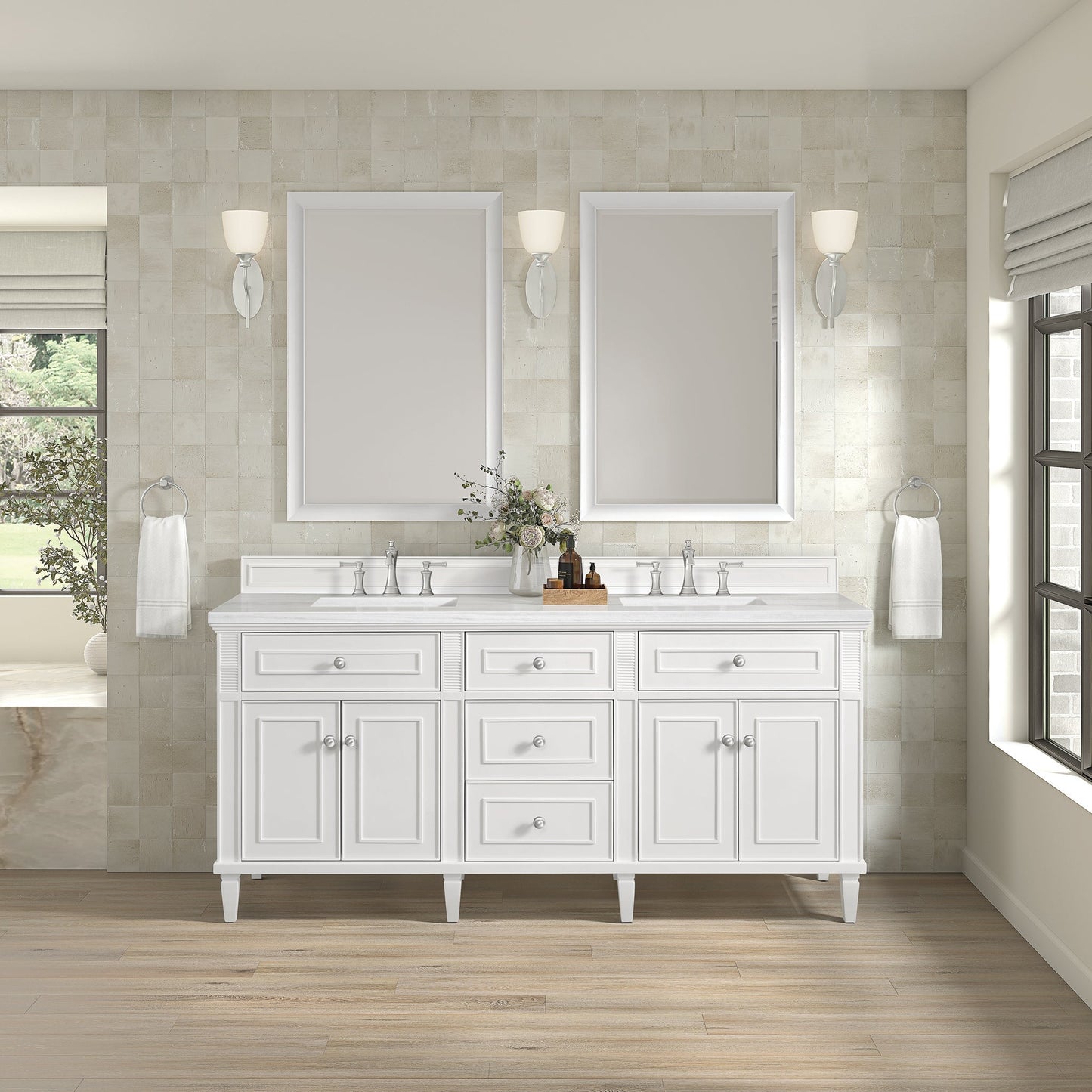 Lorelai 72" Double Vanity in Bright White James Martin Vanities Select Your Top 