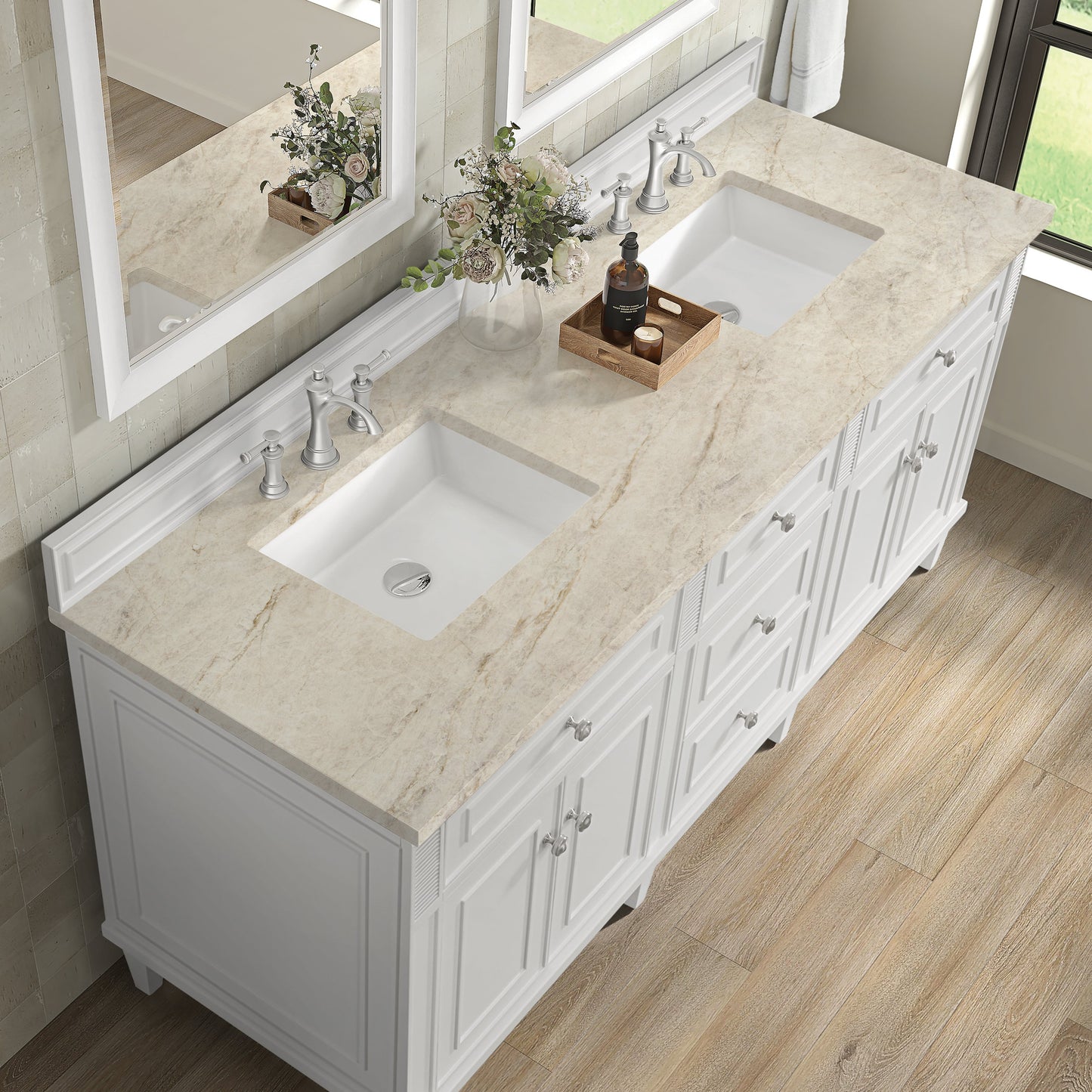 
                  
                    Lorelai 72" Double Vanity in Bright White James Martin Vanities Tajnar Eclos 
                  
                