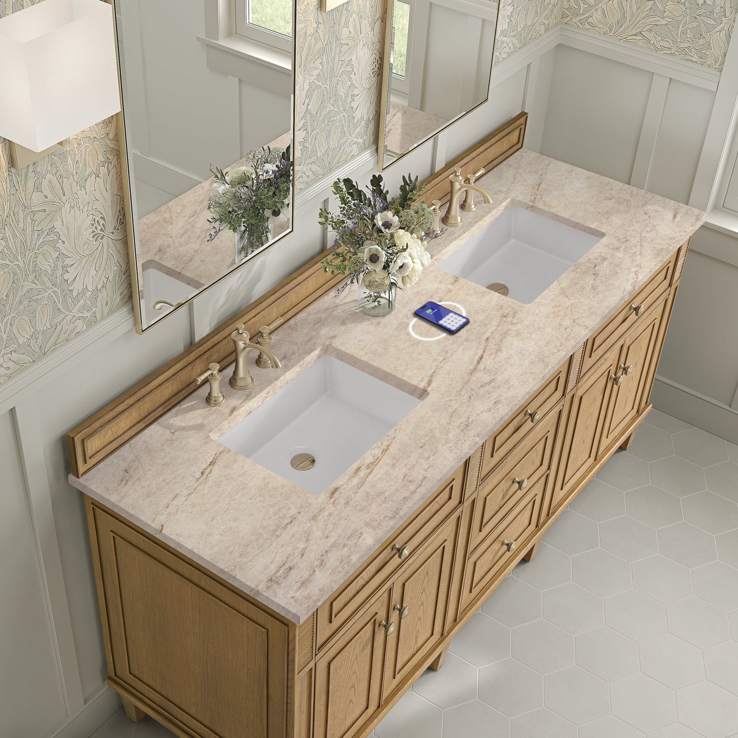 
                  
                    Lorelai 72" Double Vanity in Light Natural Oak James Martin Vanities FreePower-Enabled Tajnar Eclos 
                  
                
