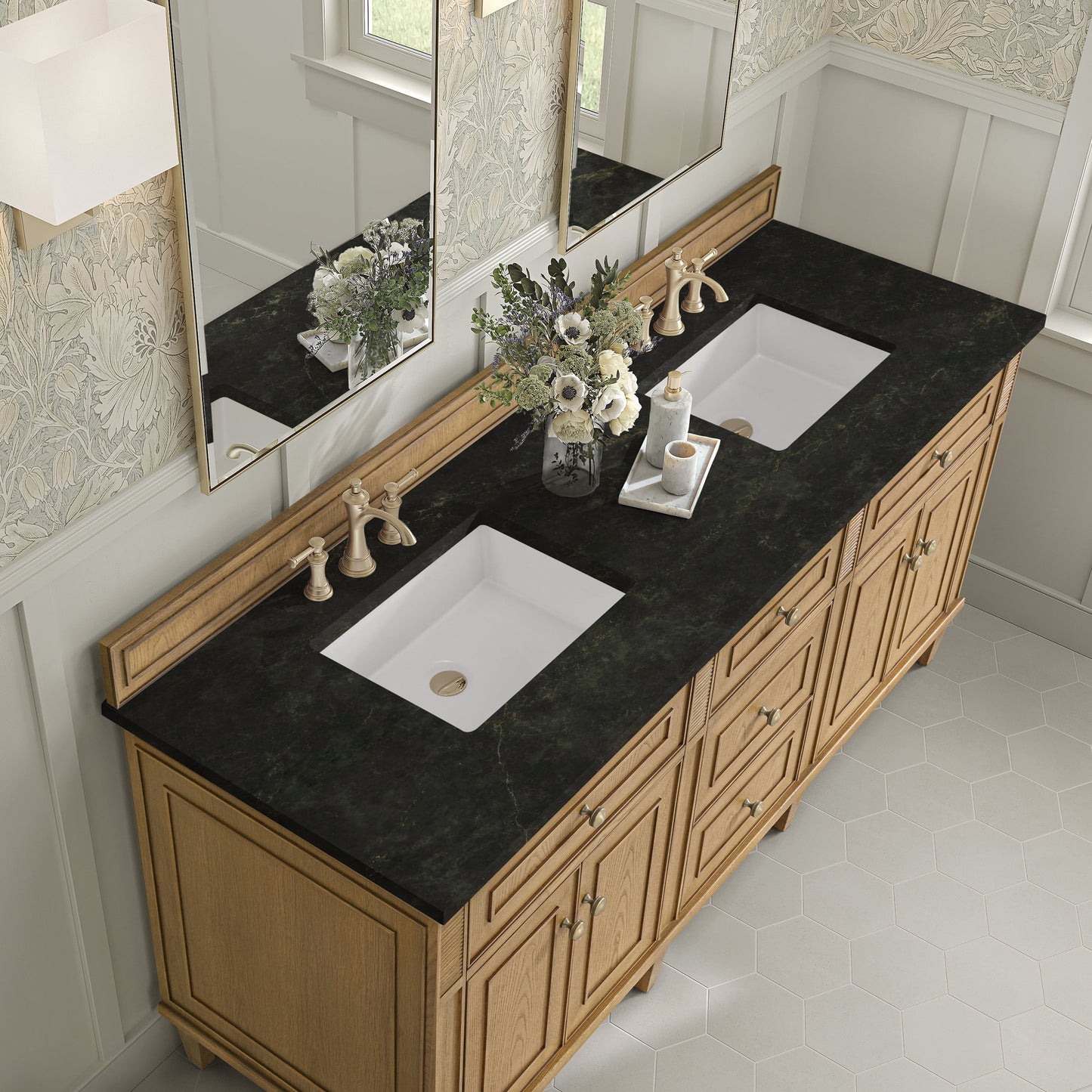 
                  
                    Lorelai 72" Double Vanity in Light Natural Oak James Martin Vanities Phantome Eclos 
                  
                