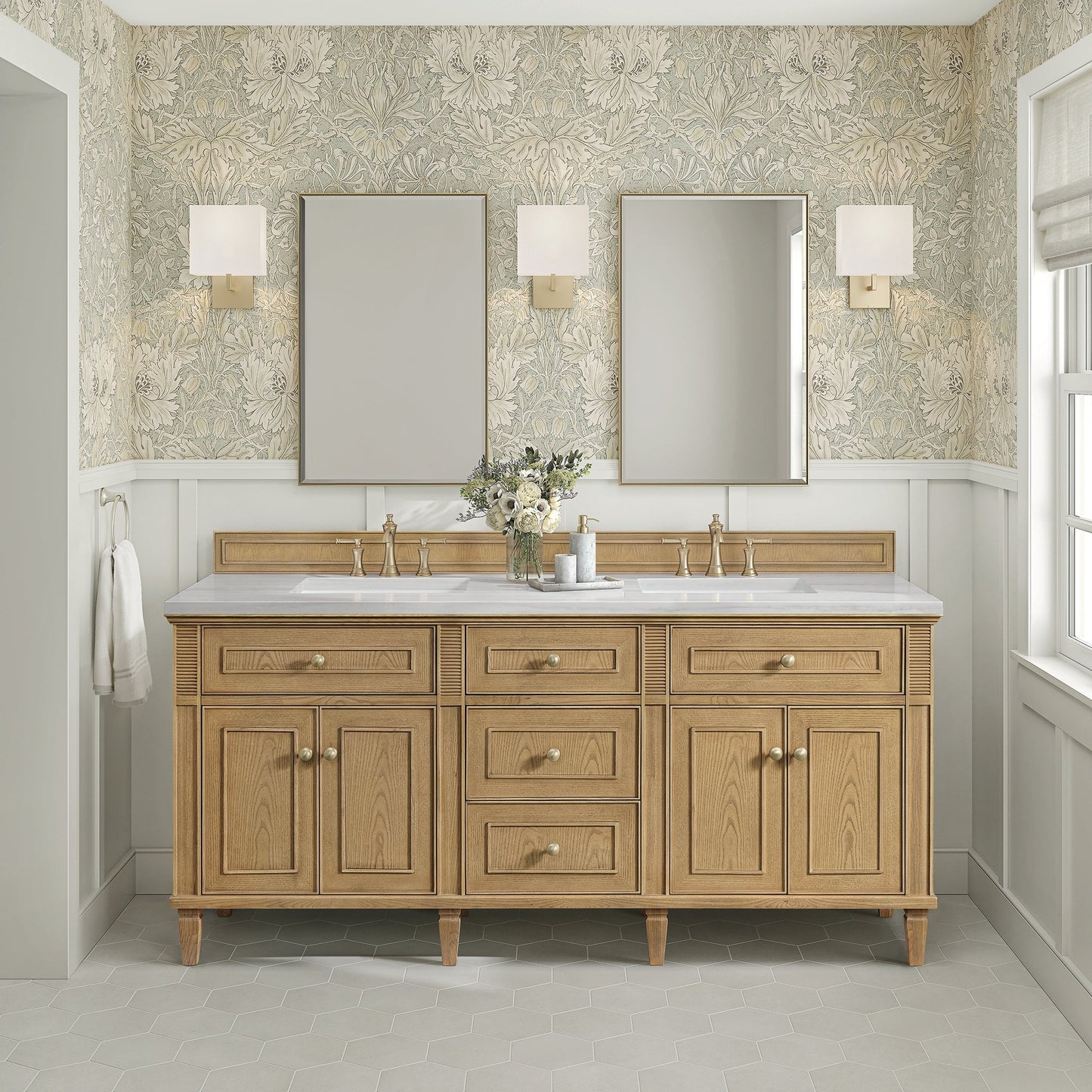 Lorelai 72" Double Vanity in Light Natural Oak James Martin Vanities Select Your Top 