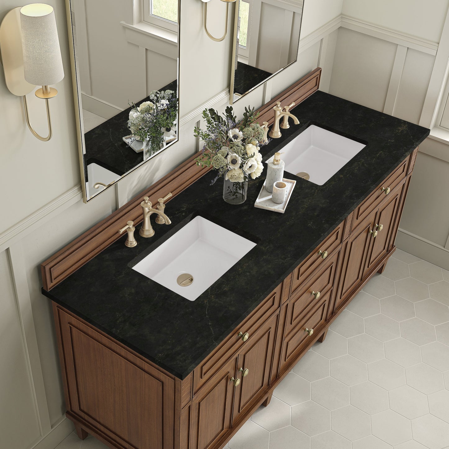 
                  
                    Lorelai 72" Double Vanity in Mid-Century Walnut James Martin Vanities Phantome Eclos 
                  
                