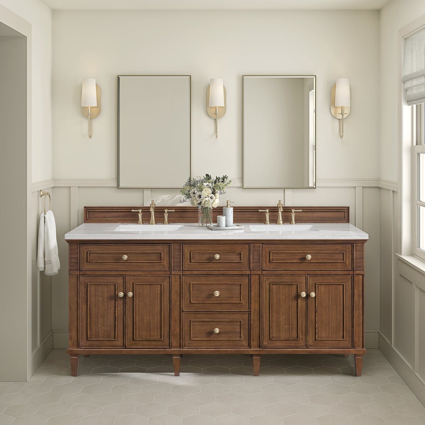 Lorelai 72" Double Vanity in Mid-Century Walnut James Martin Vanities Select Your Top 