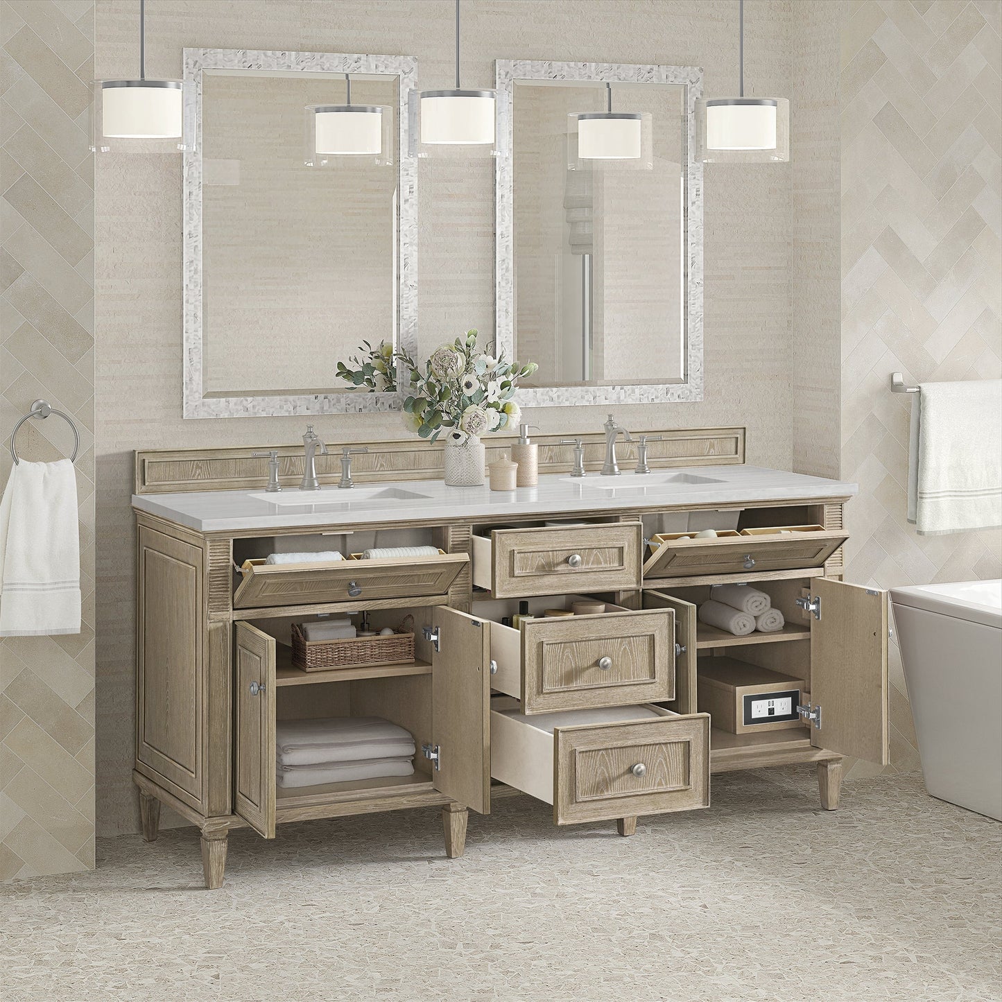 
                  
                    Lorelai 72" Double Vanity in Whitewashed Oak James Martin Vanities 
                  
                