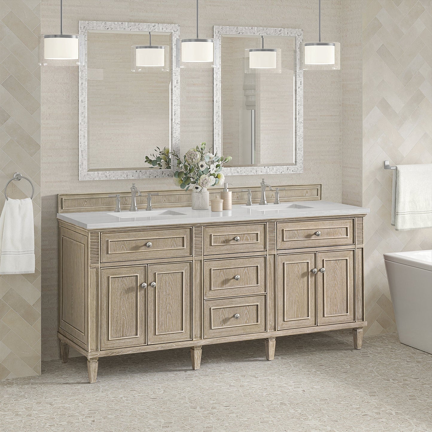 
                  
                    Lorelai 72" Double Vanity in Whitewashed Oak James Martin Vanities 
                  
                