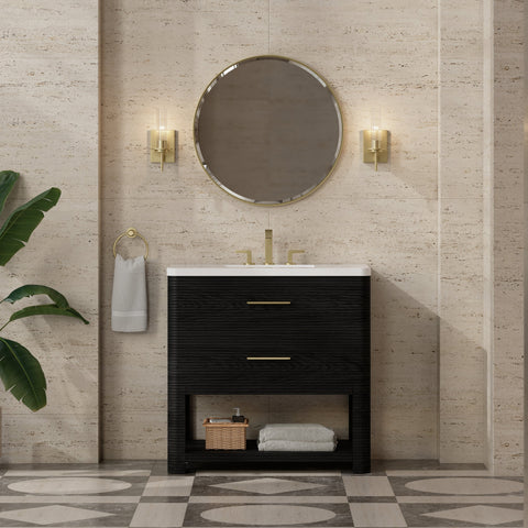 Lucian 36" Single Vanity in Carbon Oak Single Bathroom Vanity James Martin Vanities Select Your Top 