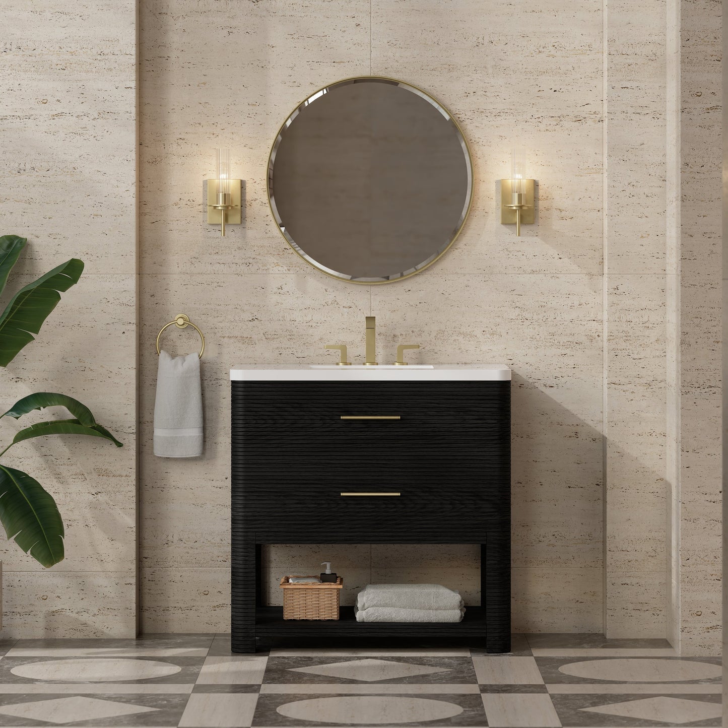 Lucian 36" Single Vanity in Carbon Oak Single Bathroom Vanity James Martin Vanities Select Your Top 