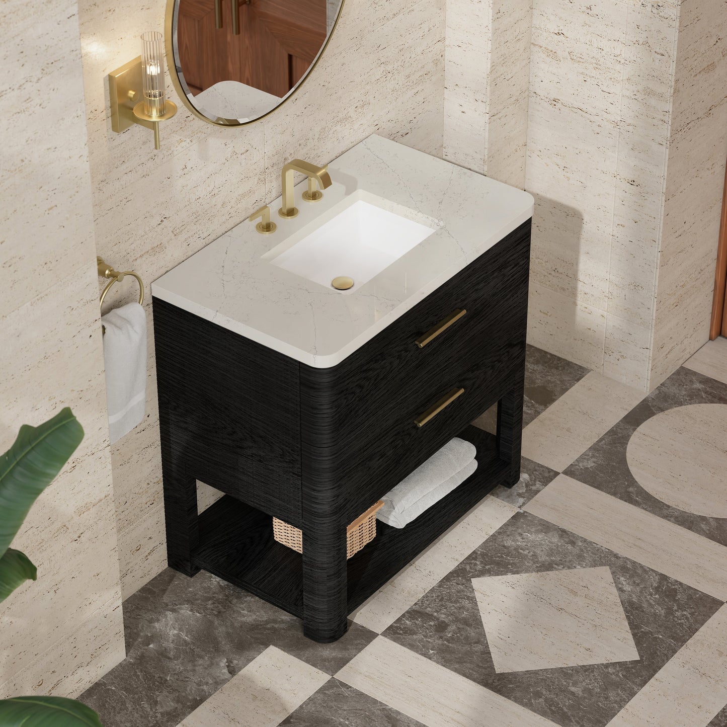 
                  
                    Lucian 36" Single Vanity in Carbon Oak Single Bathroom Vanity James Martin Vanities Siberian Silestone 
                  
                