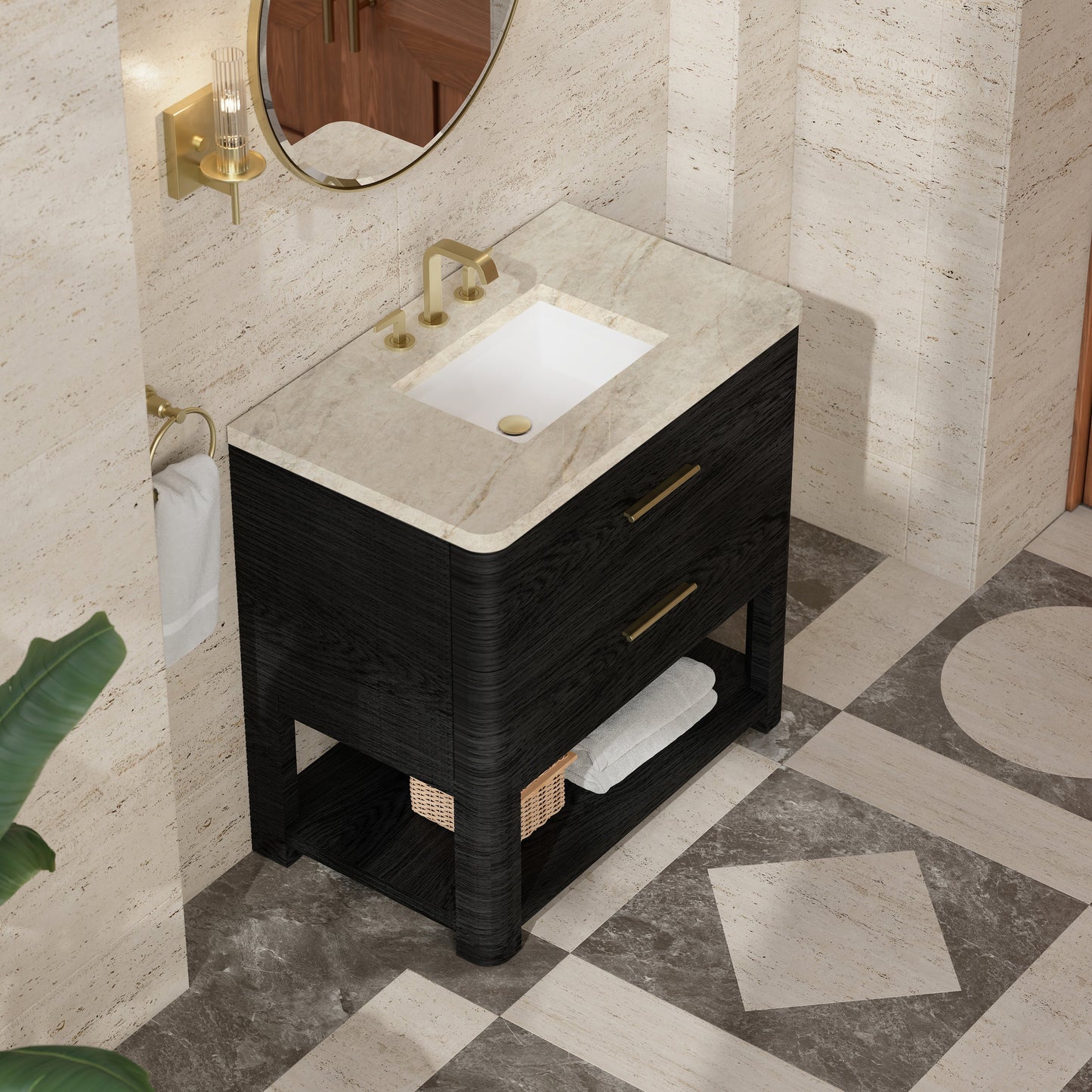 
                  
                    Lucian 36" Single Vanity in Carbon Oak Single Bathroom Vanity James Martin Vanities Tajnar Eclos 
                  
                