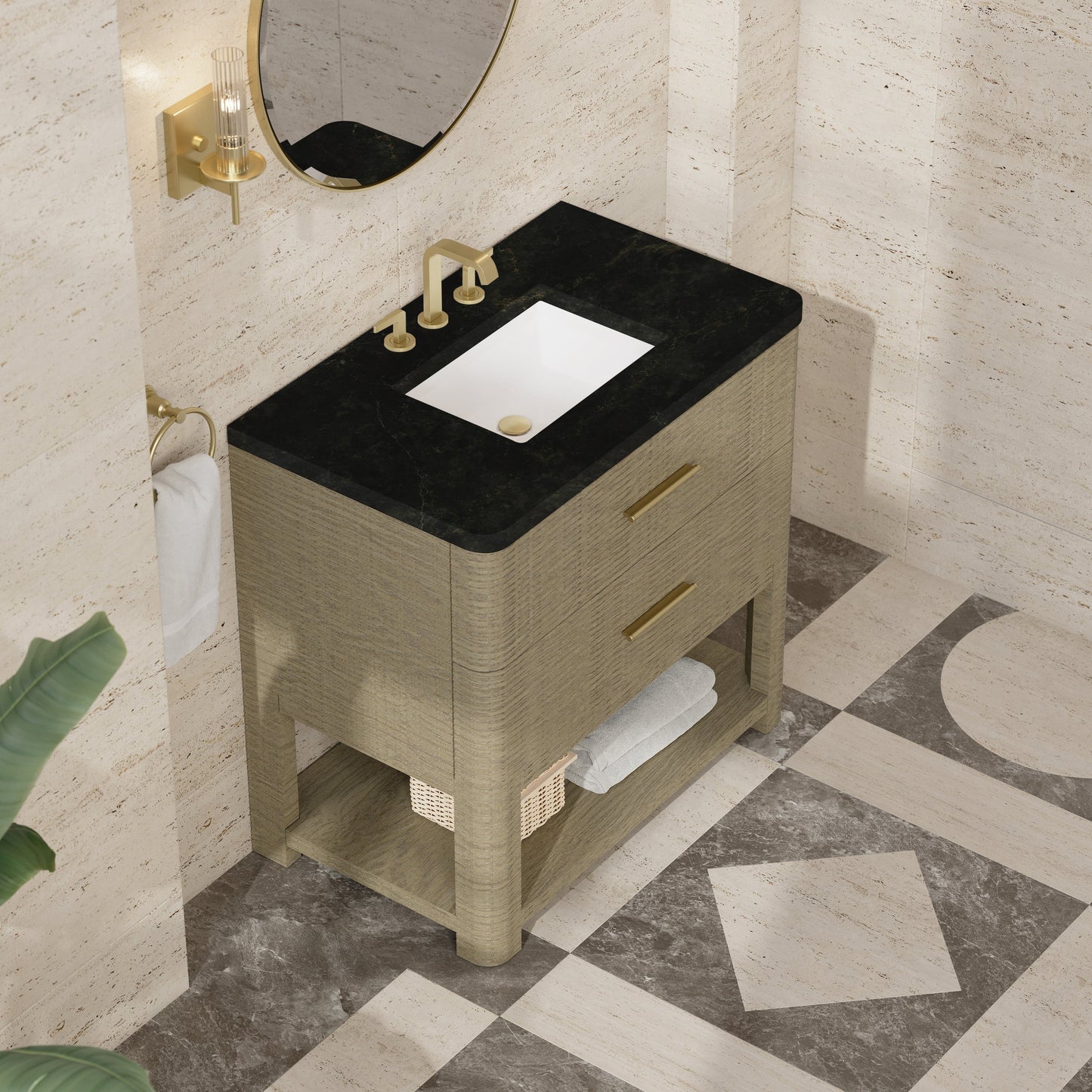 
                  
                    Lucian 36" Single Vanity in Pebble Oak Single Bathroom Vanity James Martin Vanities Phantome Eclos 
                  
                