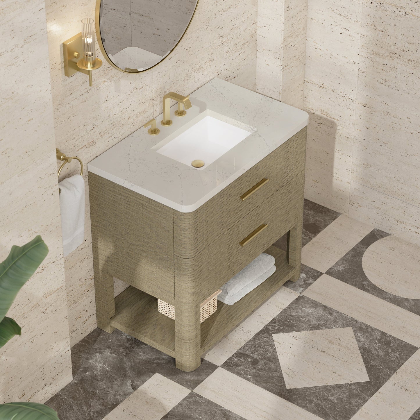 
                  
                    Lucian 36" Single Vanity in Pebble Oak Single Bathroom Vanity James Martin Vanities Siberian Silestone 
                  
                